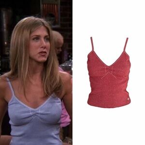 1990s Heather Knit Embroidered Tank Top As Seen On Rachel Green From Friends
